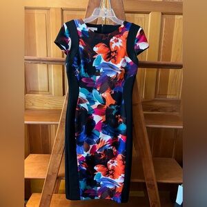 Dressbarn Floral Sheath Dress | Size 4 | Black Multicolor Bodycon